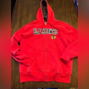 Vintage Chicago Blackhawks Ice Hockey Hoodie Red size large